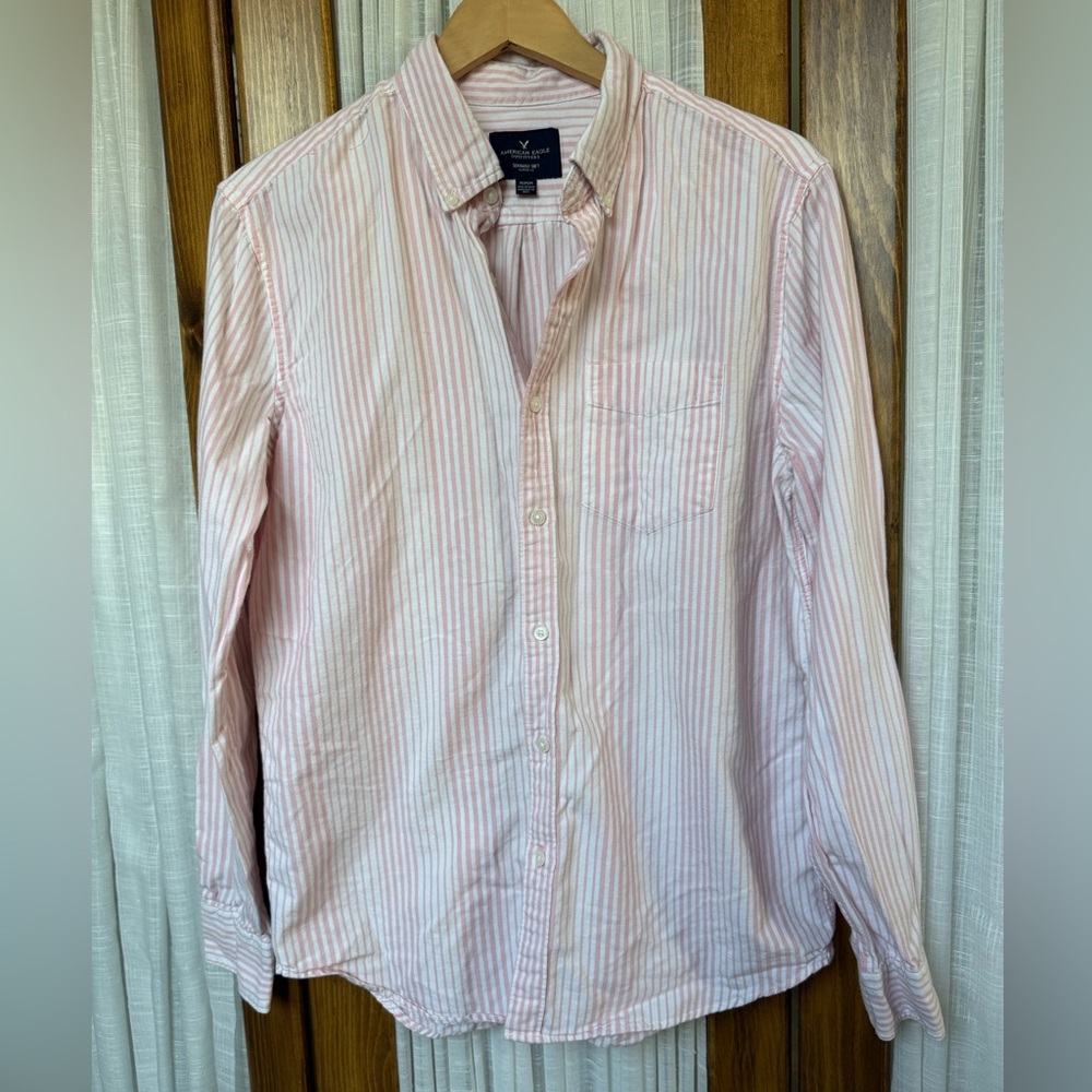 American Eagle Outfitters Pink and White Striped Top